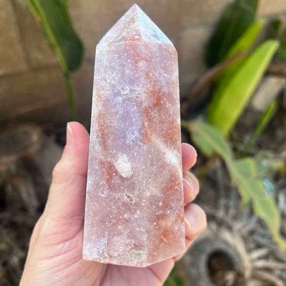 Brazilian Pink Amethyst Purple Flower Agate Tower - Picture 5 of 13